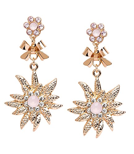 Preisvergleich Produktbild SIX Ohrhänger Ohrstecker gold mit Blumenstecker, Schleife und großem Edelweiß Blumenanhänger, Oktoberfest, Kostüm, Fasching, Karneval (732-639)