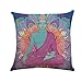 Rusaly Funda Cojin 45x45 Algodón Lino, Decoración del Hogar, Tema de Budismo, Estampado de Buda, Almohada Decorativo Cojines Sofá Silla (E)