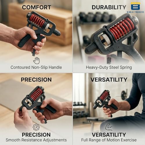 Image of CRAE Spring Loaded Hand Gripper with Counter - Adjustable 100 KG Grip Strengthener for Forearm, Wrist & Finger Workout Black Men & Women (Black)