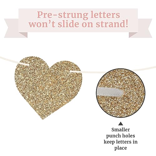 Pre-Strung Love Laughter & Happily Ever After Banner - NO DIY - Gold Glitter Bachelorette Wedding Bridal Party Banner - Pre-Strung Garland on 8 ft Strand - Gold Bachelorette Bridal Engagement Party - Image 5