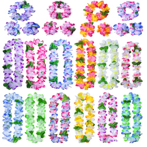 FreshDear 24 Bulk Hawaiian Leis for Adults: Vibrant Artificial Flower