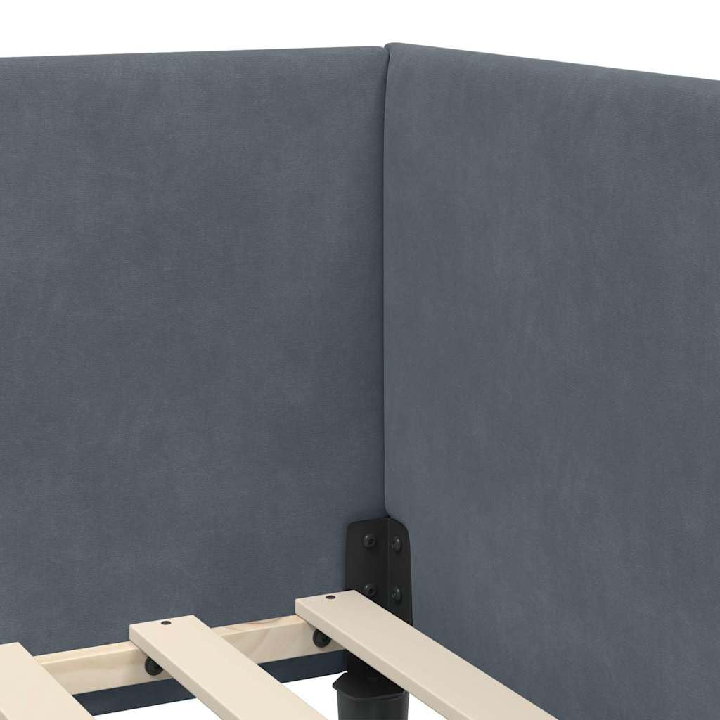 IKAYAA Divano Letto 2 Posti con Funzione Letto Cornice del Letto ad Angolo Letto Singolo per Soggiorno e Camera-Grigio scuro-90 x 190 cm