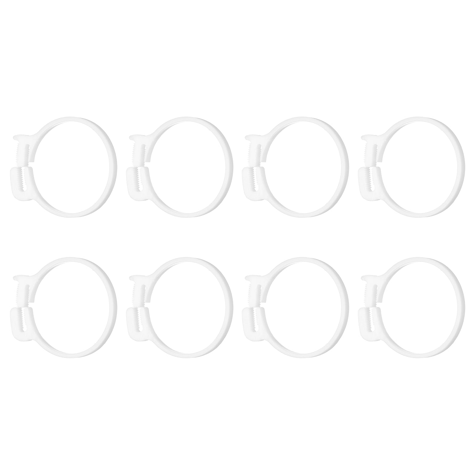 sourcing map 8pcs Double Snap Grip 58.5-61.5mm Heavy Duty Plastic Hose Clamps Ratcheting Adjustable Clamps Kit for Plumbing Automotive Fuel Line, White — image 1