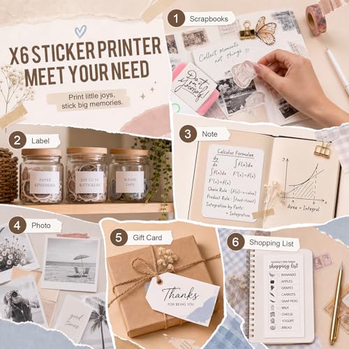 Image of cudinham Print Pods Mini Printer, Sticker Printer with 10 Rolls Thermal Printing Paper, Inkless Pocket Printpod for Phone, Impresora Portatil for Notes, DIY, Gift Set for Student, Kids, Family (Pink)