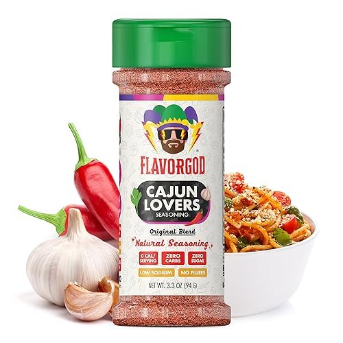 Image of Cajun Lovers Seasoning Mix by Flavor God - Premium All Natural & Healthy Spice Blend for Grilling Chicken, Beef, Seafood, Vegetables, Salad, Tacos, Pizza, & Pasta - Kosher, Gluten-Free, Dairy-Free, Vegan, Keto Friendly