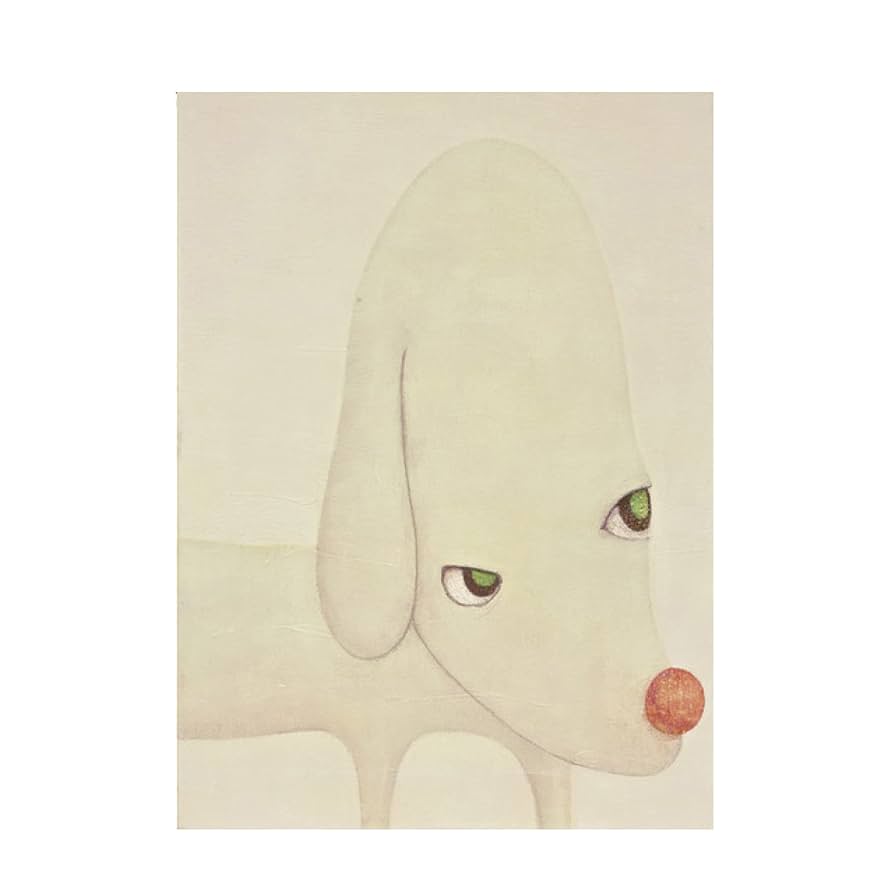 Amazon.co.jp: 奈良美智ポスター漫画白い犬面白いキャンバス