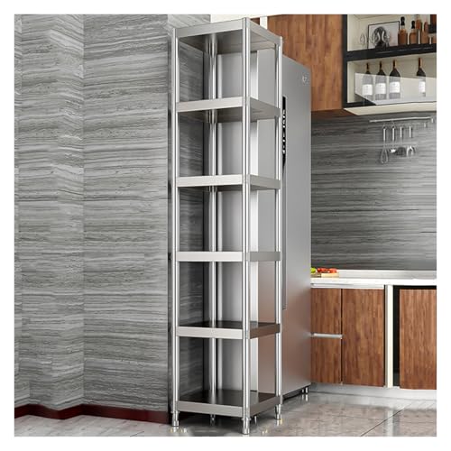 WIGING Estantería De Acero Inoxidable para Cocina, Resistente, De Altura Regulable, con Ruedas, para Garaje, Oficina, Sala De Libros, Rinconera(35x35x175cm)