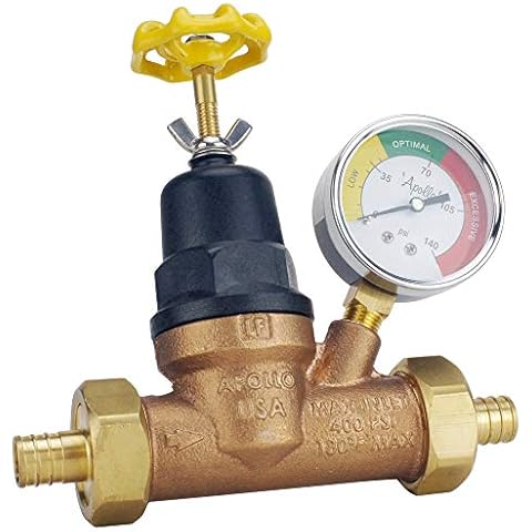 Apollo Valves ApolloPEX 3/4" Bronze Double Union PEX Water Pressure Regulator w/Gauge (APXPRV34WG) Cover