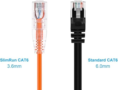 Miniatura 2 de Monoprice Cable de conexión Ethernet Cat6, sin enganches, trenzado, 550 MHz, UTP, clasificación CMR, 28 AWG, 2 pies, naranja, serie SlimRun