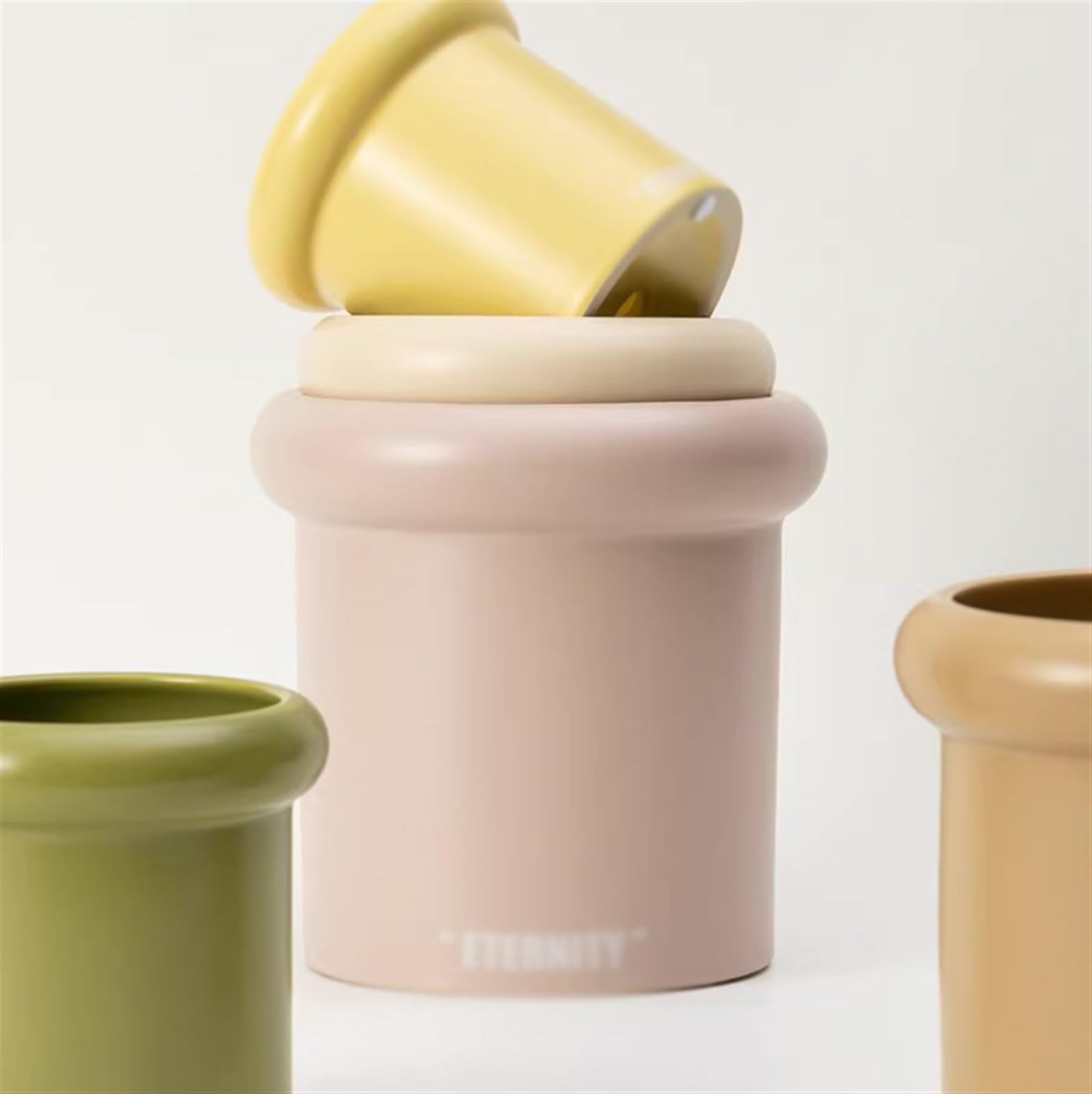 pot de fleur Pots de plantes Fond de bouteille épais en céramique simple avec trous de drainagePots de fleurs petits modèles Plantes succulentes de couleur unie Jardinières vertes en pot cache pot cer