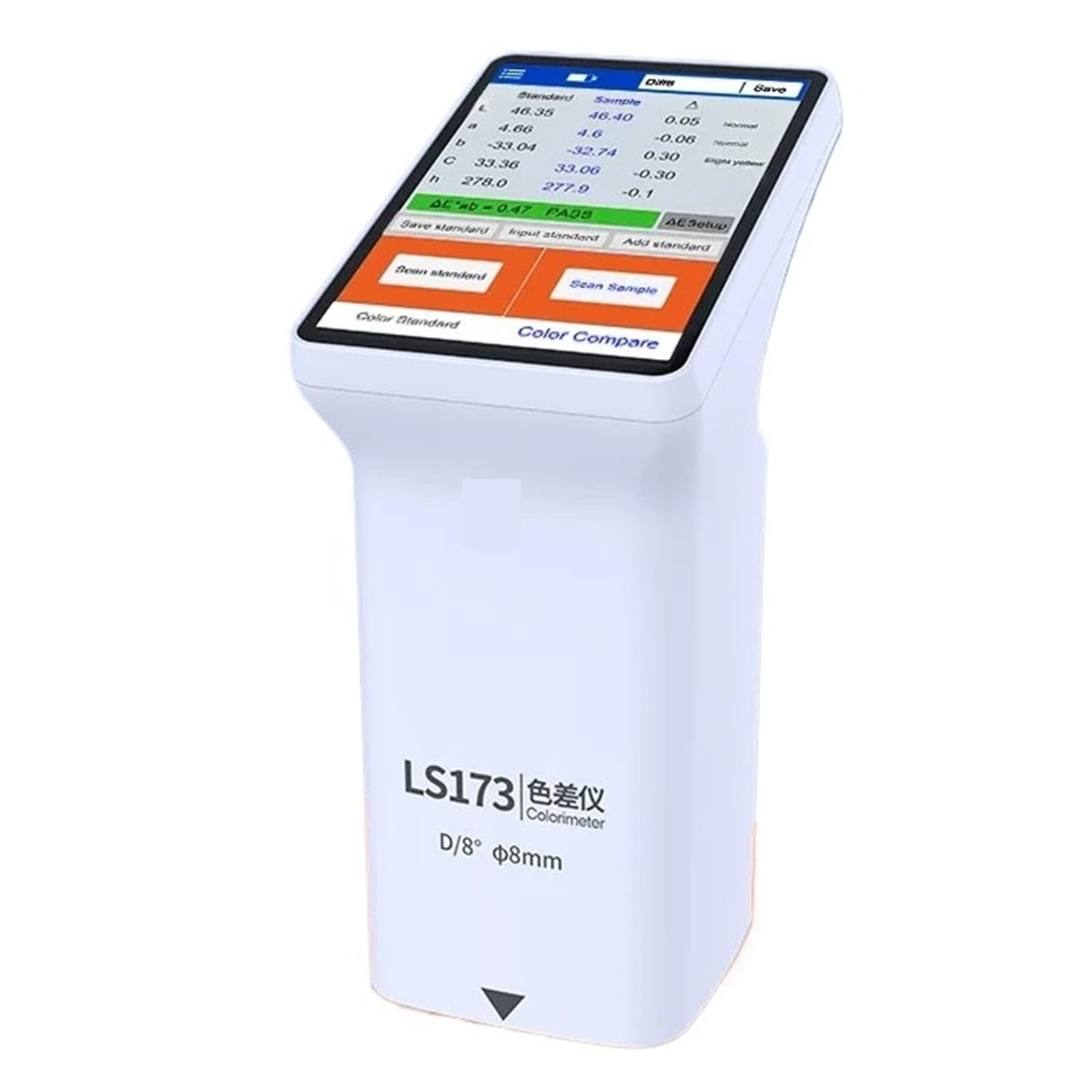 Colorimetro digitale LS173 D/8° Dispositivo di misurazione del lettore di colori for vernici for auto Operazione veloce | Con touch screen IPS da 3,5 pollici e illuminazione D/8°