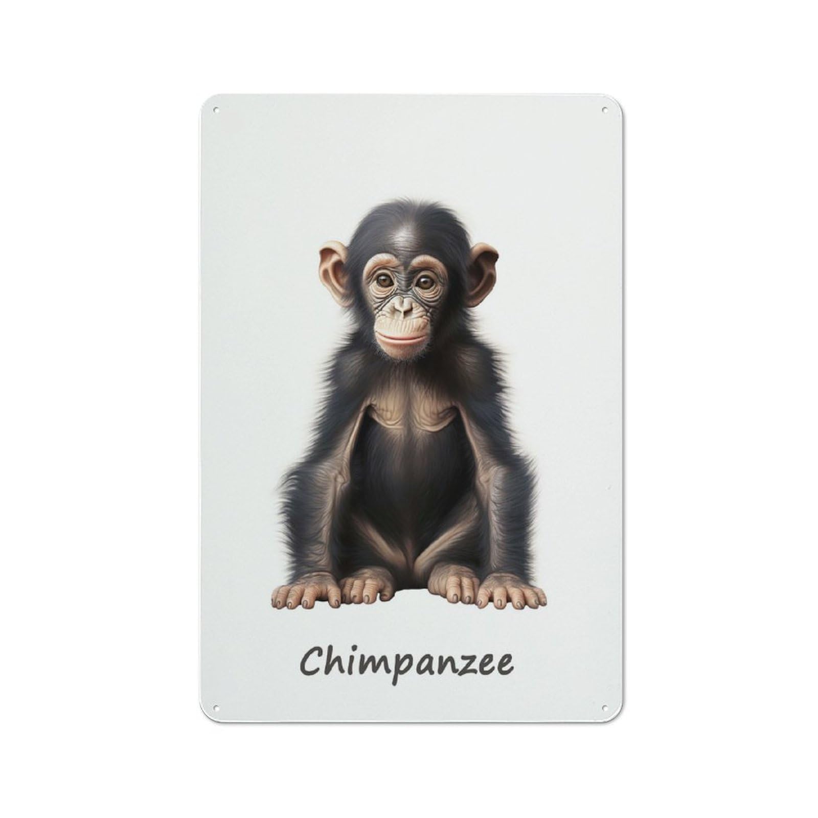 Junmoney Chimpanzee Baby Vintage Tin Sign 30X20cm For Café Or Home Bar, With Clear Vintage Wall Decor Character