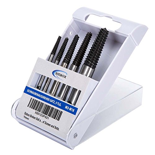 Sixbox Broken Bolt and Damaged Screw Extractor, composed of five different sizes of screws,Removes All Kinds of Screws and Bolts.