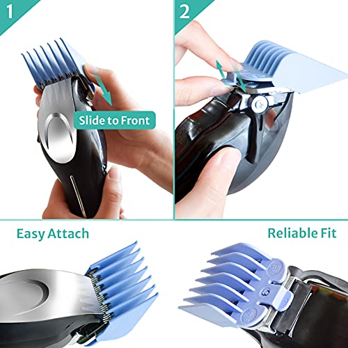 10 Professional Hair Clipper Guards Cutting Guides Fits For Most Wahl Clippers With Organizer, Color Coded Clipper Combs Replacement - 1/16" To 1" #TOP4