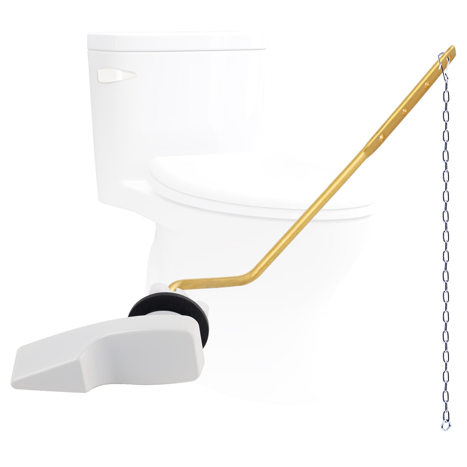 Hygie Rinse Universal Side Mount Metal Toilet Handle Replacement Kit, White