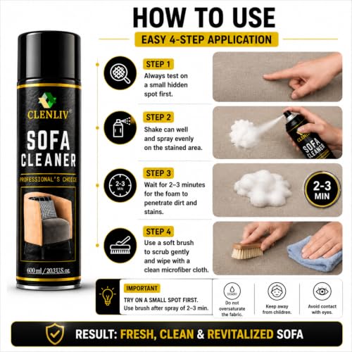Image of Sofa Foam Cleaner - Waterless Sofa & Carpet Cleaner Foam | Quick Dry Fabric Upholstery Spot Remover | Anti-Odour Fabric and Cushion Cleaner | 600ML |