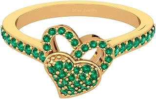 0.45TCW Green Synthetic Emerald Heart Promise Ring For Her Solid 925 Sterling Silver Heart Jewelry