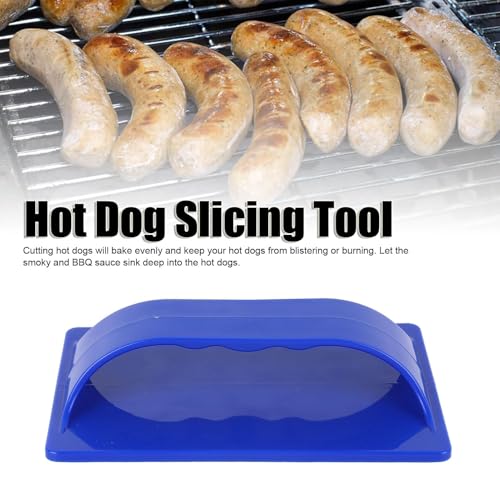 Image of Hot Dog Slicing Tool, Plastic Sausage Cutter Kitchen Hand Cutting Machine for BBQ Outdoor Camping Grill (Blue)