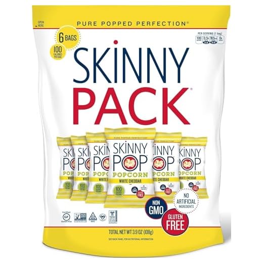 SkinnyPop Popcorn, Gluten Free, Non-GMO, Healthy Snacks, Easter Snacks, Skinny Pop Dairy Free White Cheddar Popcorn Snack Packs, 0.65 Oz Individual Size Snack Bags (6 Count)