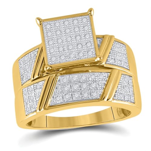 Jewels By Lux 10K Yellow Gold His Hers Round Dia. Cluster Matching Wedding Set 1/3 Ct, Womens Size 5-9, Mens Size 8-122