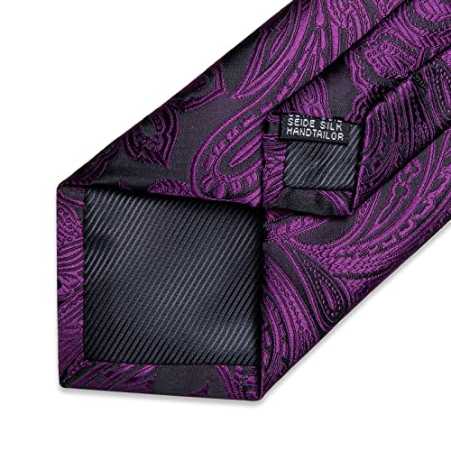Image of DiBanGu Extra Long Tie for Men 63 inch XL Silk Necktie Set | Pocket Square and Cufflinks, Big and Tall, Jacquard Woven, Gift Box, Paisley /Plaid /Solid /Striped, for Weddinng Party Business