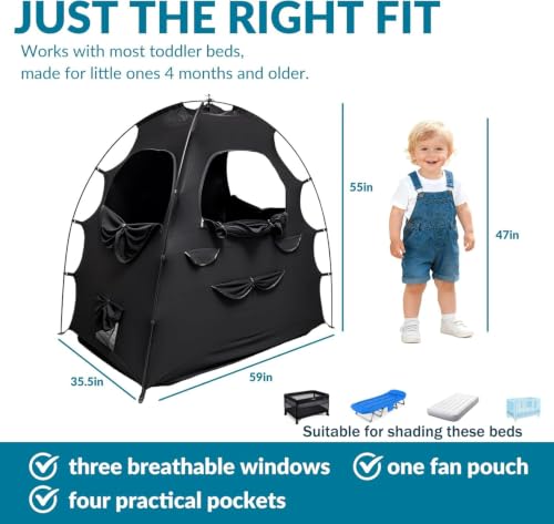 Image of Baby Blackout Tent for Portable Crib Tent Travel for Kids Toddlers | Baby Blackout Tent for Portable Crib Canopy Travel Blackout Tent for Kids Babies and Toddlers