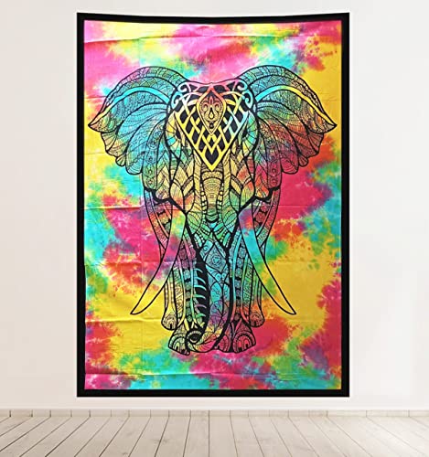 Embrollo Tapiz decorativo pared mandala (210x140cm). Pañuelo pareo toalla grande. Para playa dormitorio salón decoración. Estilo hippie étnico. 100% Algodón. Made in India (Modelo 2) Cover