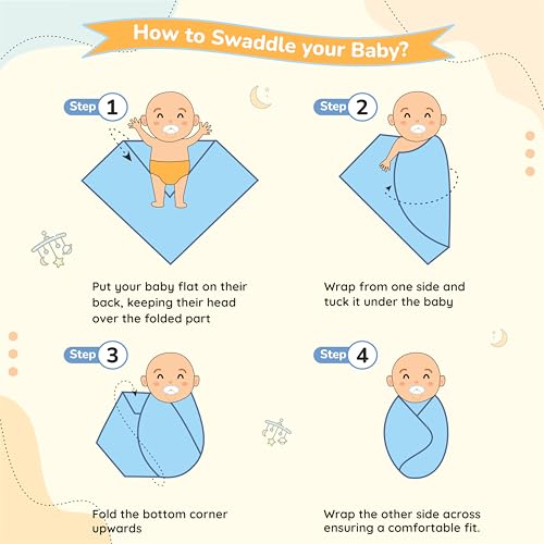 Image of Swaddle for Babies -100% Muslin Cotton Soft 2-Layer Swaddle /Blanket /Multipurpose Wrap for New Born Baby Girl & Boy | Perfect for Gifting | 90X90 cm, 0-6 Months, Set of 4