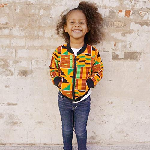 Fall Jacket for Toddler Autumn Dashiki African Coat Toddler Jacket Warm Girl Outwear Boy Kids (Yellow, 3-4 Years)2