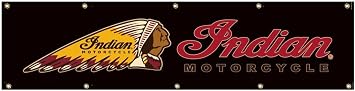 Indians Banner 2x8ft Motorcycle Flag for Sports Racing Fan Garage Indoor Outdoor Room Man Cave Wall Decoration