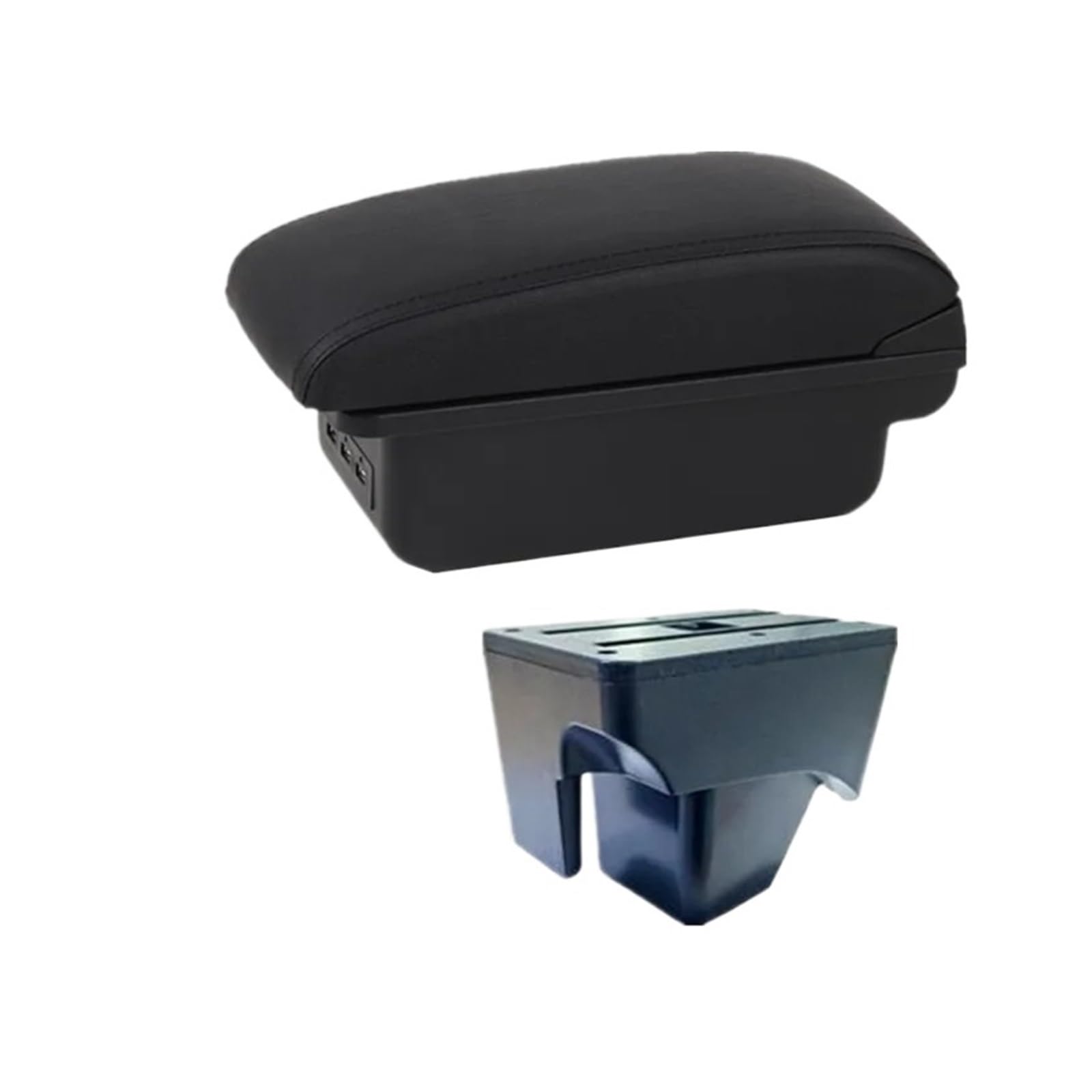 UMDJJU For VW For TERA 2025 Armrest Box Car Storage With USB Accessories Car Centre Console Armrest Box(B1 black line 3USB)