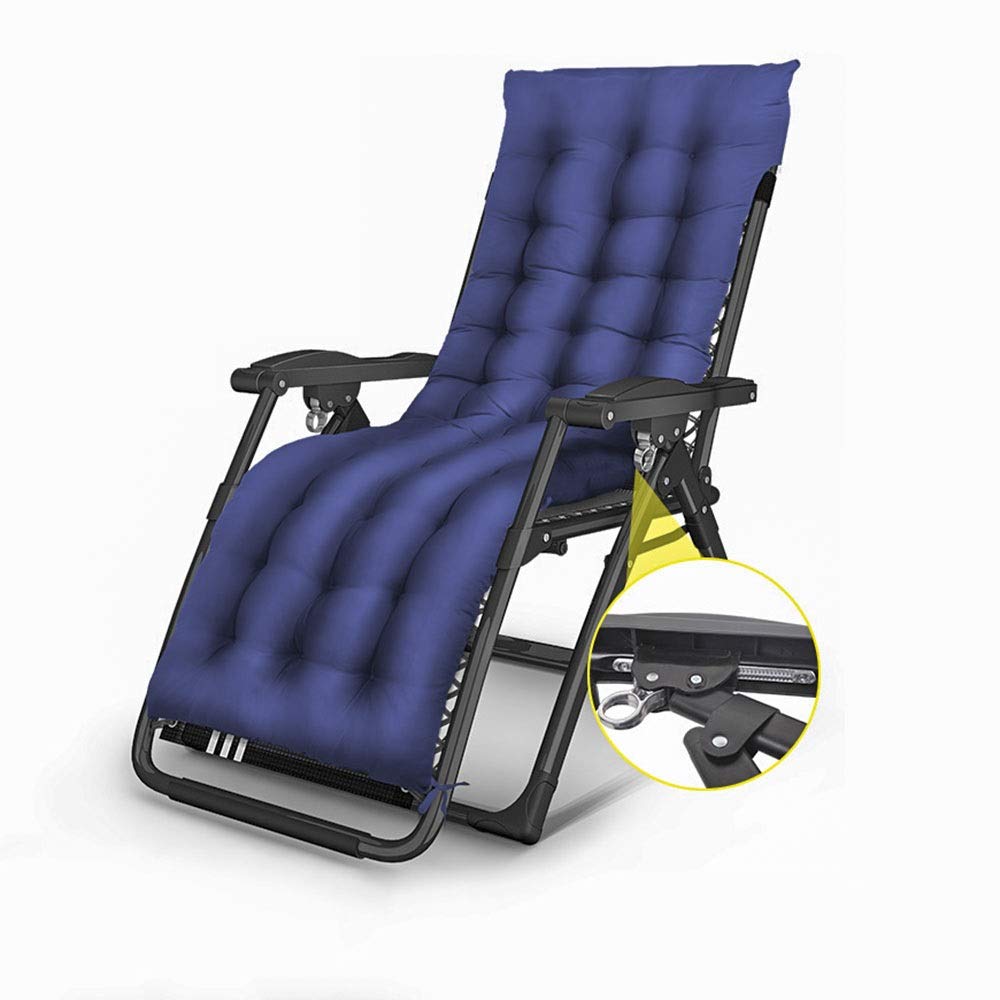 Chaise pliante de jardin avec coussin bleu pour terrasse extérieure