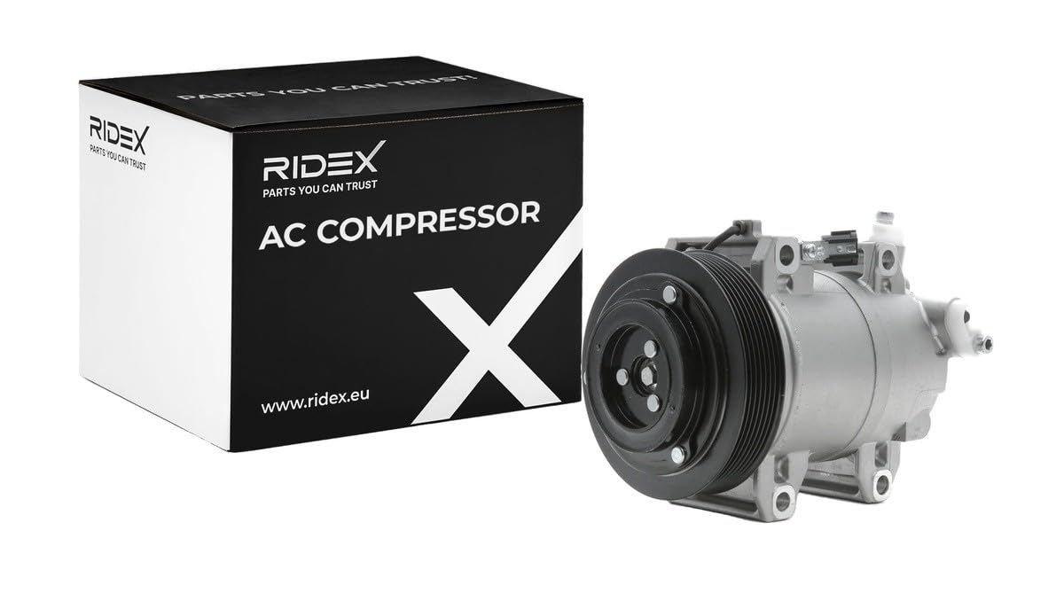 RIDEX A/C Kompressor für Klimaanlage Klimakompressor Kältemittel: R134a PAG 46 mit 140mm Riemenscheibe 7-Rippenanzahl Kompatibel mit NISSAN NP300 Navara Pickup D40 92600EB30A 92600EB01B 926004X30A