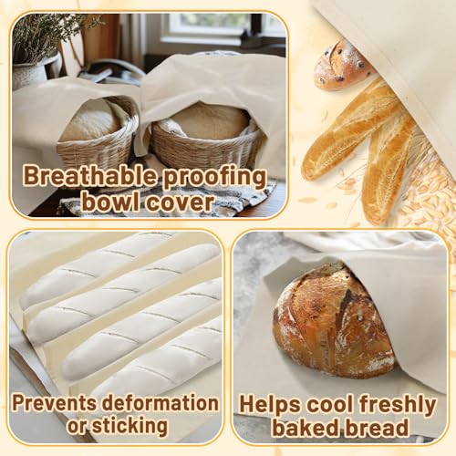 Image of 3Pcs 28 inchx28 inch Large 100% Cotton Flour Sack Towels for Sourdough Bread Baking