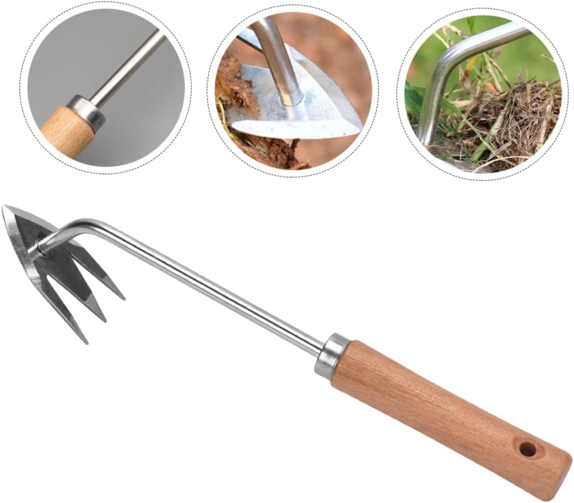 VICASKY 5pcs Portable Manual Weeder Tool Ergonomic Wooden Handle for Garden and Lawn Care Multi-Functional Grass and Remover Lightweight and Design for Easy Use