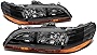 [Halogen Model] Factory Style Headlights Assembly Compatible with Honda Accord CG 1998-2002, Driver and Passenger Side, Black Housing Amber Corner