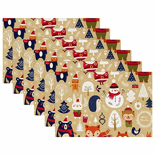 Set de table tissu Oxford lavable rigide et résistant pour décoration Noël