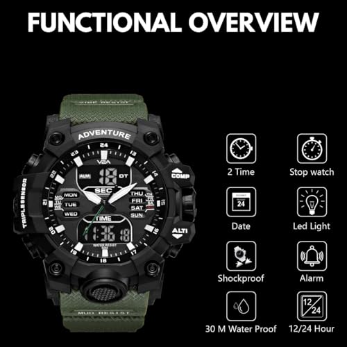 Image of V2A Bold & Big Dial Analog-Digital Sports Watch for Men | Multifunction Military Wristwatch | Gift for Men