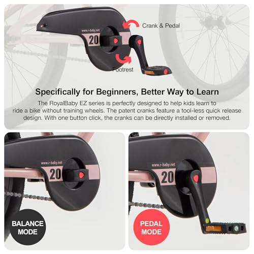 Image of RoyalBaby EZ-Pro Kids Bike, Lightweight Aluminum 2-in-1 Balance to Pedal Bike with One-Key Switch, 14 16 18 20 Inch for Age 3-10 Years