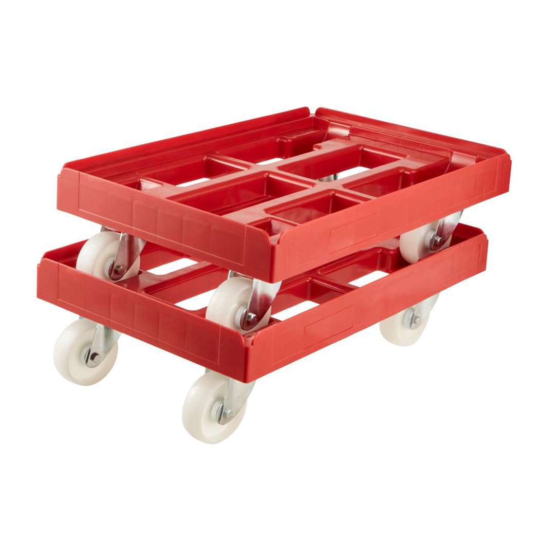 Keeeper Plataforma con Ruedas para Cajas o Cestas de Transporte, Carga máxima: 300 kg, 61 x 41 x 19 cm, Rolf, Rojo (Paquete de 4)