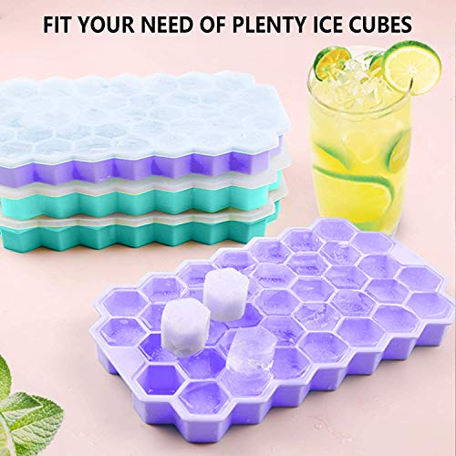 Upgrade Ice Cube Trays, 2 Pack Silicone Flexible Ice Cube Trays With Lid, 76 Cubes Ice Trays For Chilled Drinks, Whiskey & Cocktails , Stackable Flexible Safe Ice Cube Trays #TOP1
