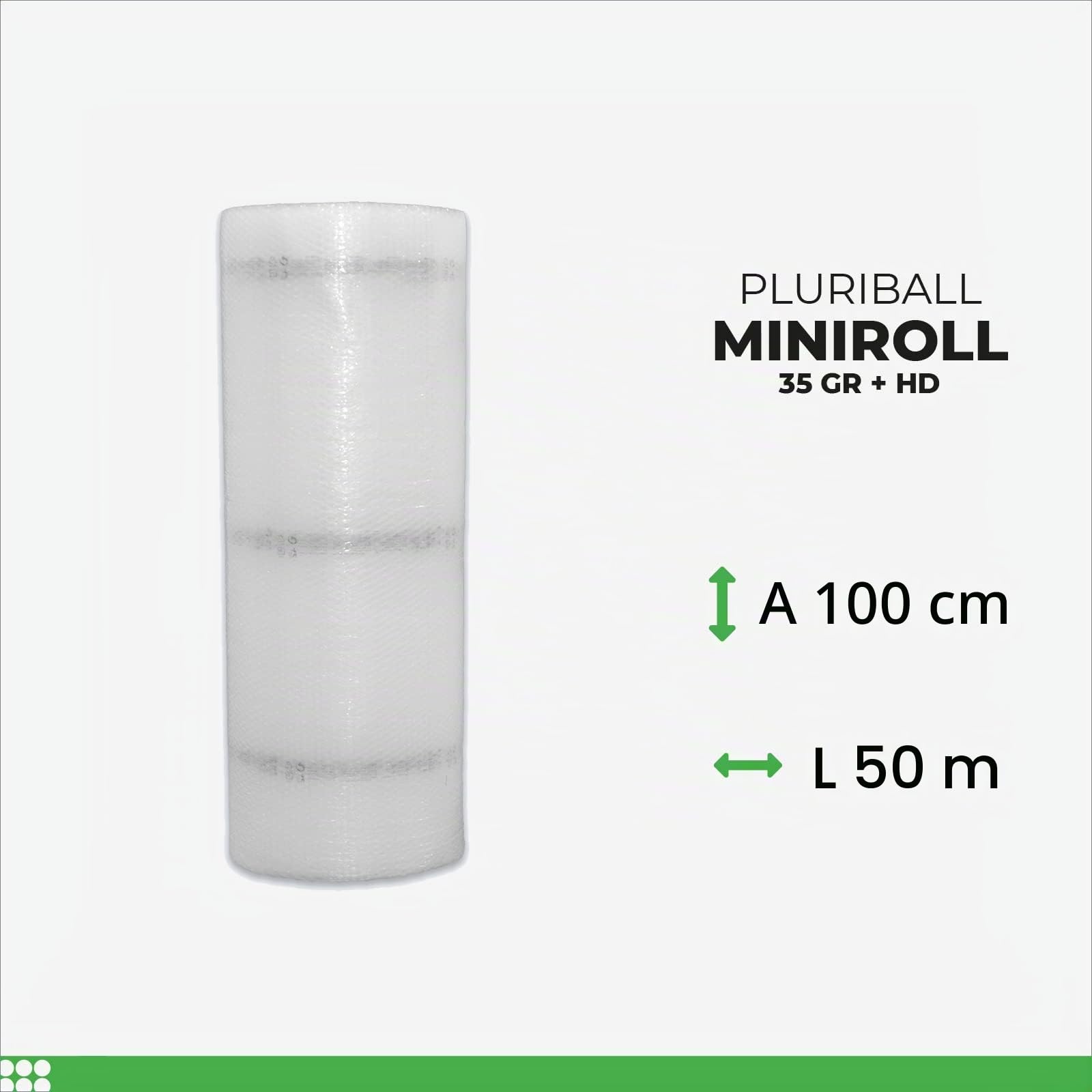ImballaggiPer Rotolo Pluriball Miniroll 100cm x 50mt 35gr/mq con HD, Bobina per Imballaggio e Spedizione, Ideale per Trasloco, Trasporto e Protezione Oggetti