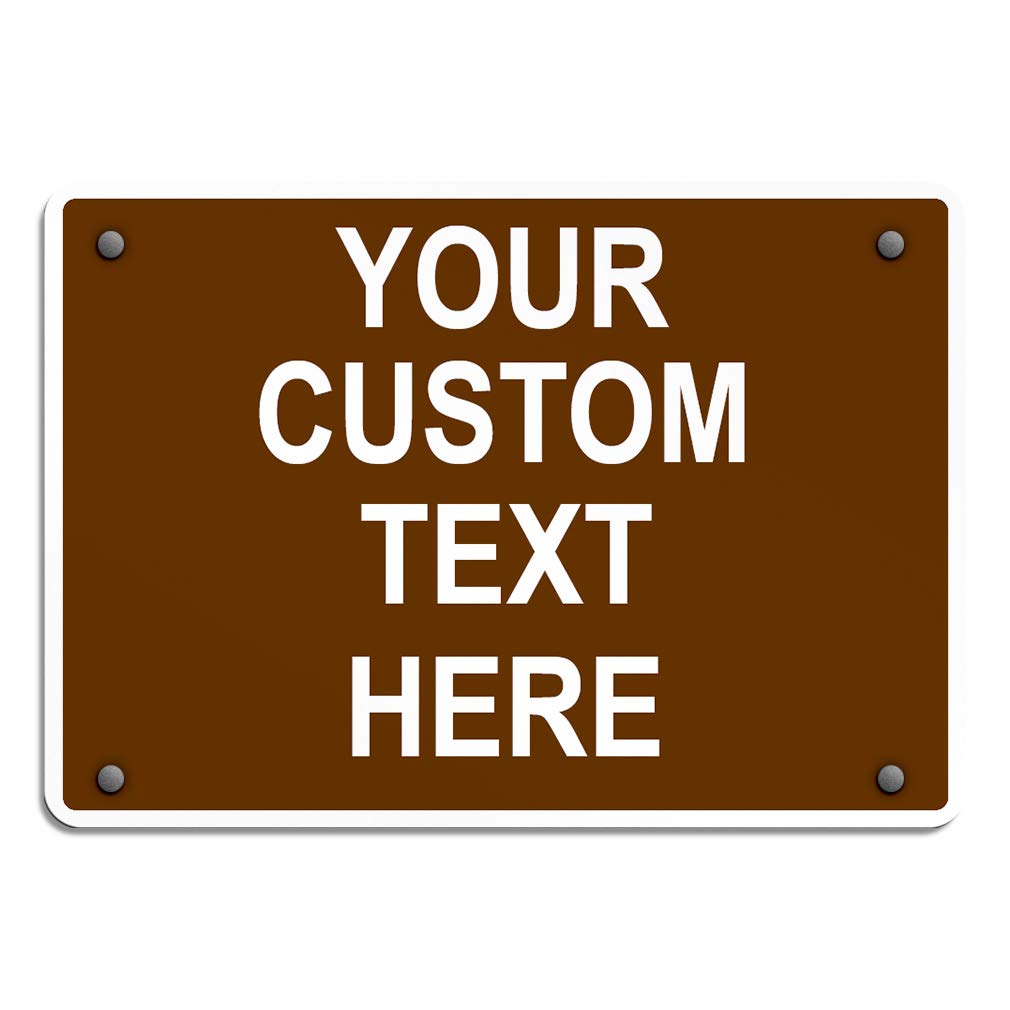 Aluminum Weatherproof Metal Sign Multiple Sizes Custom Personalized Text Here Brown White Recreational Horizontal Street Signs 14x10Inches