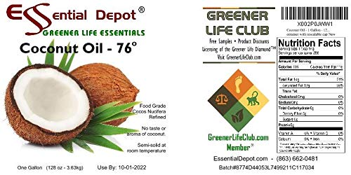 Coconut Oil - 76F - 2 x 7 lb each in a 1-gallon jug - No ScentOdor - also called Coconut Butter - Food Grade - safety sealed HDPE container with resealable lid - microwave-safe remove foil se product thumbnail 8