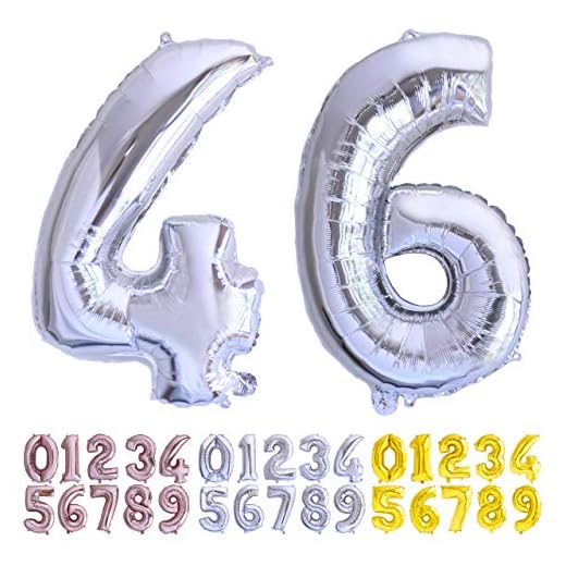 Globo numero 46 o 64 plata. Globos Gigante números 4 6 fiestas cumpleaños decoración fiesta aniversario boda tamaño grande 70 cm con accesorio para inflar aire o helio