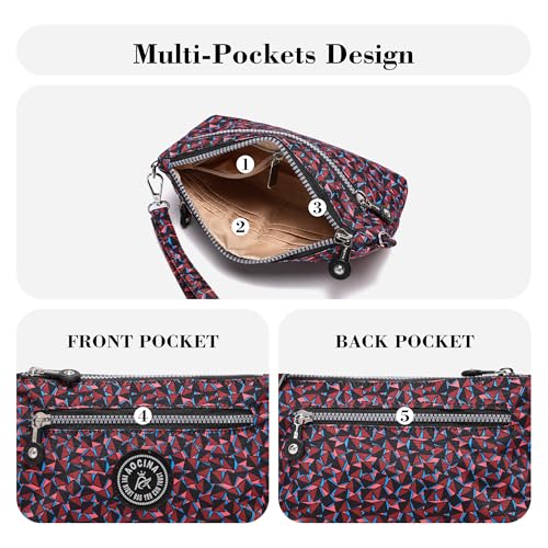 Image of Small Wristlet Wallets for Women Nylon RFID Cross body bag | Cell Phone Purse with Built-In Card Slots for Daily Outings