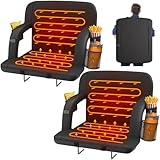 HOPERAN 23' 2pcs Dual-Sided Heated Stadium Seats for Bleachers with Back Support, 3 Levels Heating Stadium Seating for Bleachers Seat with Backrest, 5 Pockets Portable Stadium Chair for Outdoor