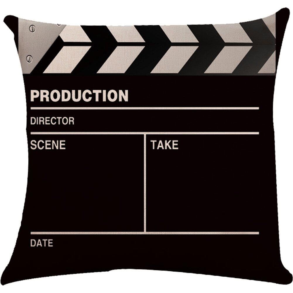 Copri Cuscino Tiro 1pc 45x45 Cm Black Bianco Vecchio Film Film Azione Clapper Board Cuscine