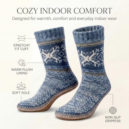 Image of cosyone1997 Slipper Socks for Women Warm Fuzzy Non Slip Soft Sole | Sherpa lining, padded sole, stretchy cuff and gripper dots for bedroom or lounging; gift-ready box, machine washable