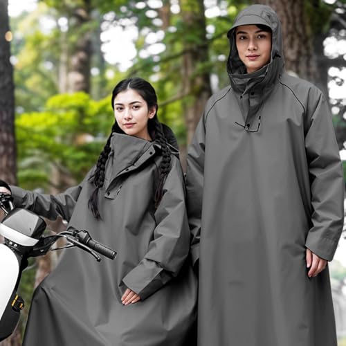 Image of PALAY Long Rain Coat, Raincoat for Men Women Waterproof | Reusable Hooded Rain Poncho with Wide Brim | Lightweight Raincoat for Hiking, Travel, Motorcycle Riding